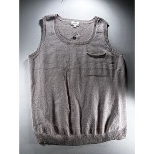 Perch Womens Tan Knit Sleeveless Button Back Sweater Vest Top Size XXL‎ Preppy